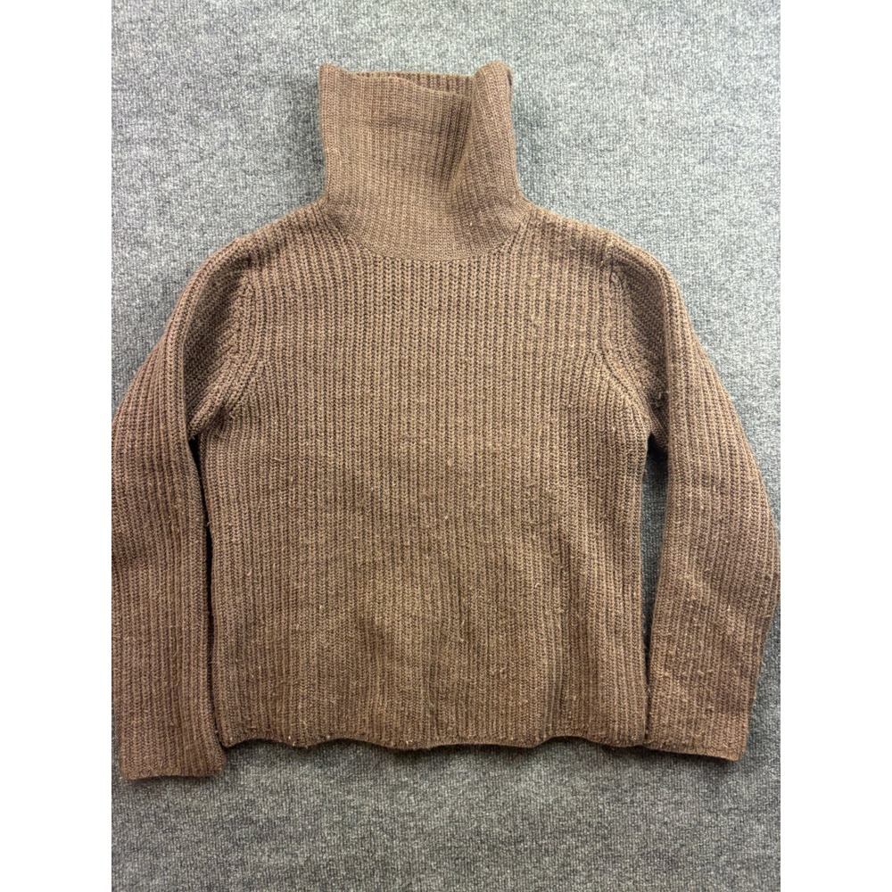 Sundance Turtleneck Sweater Womens Medium Brown 100% Merino Wool Ribbed Knit